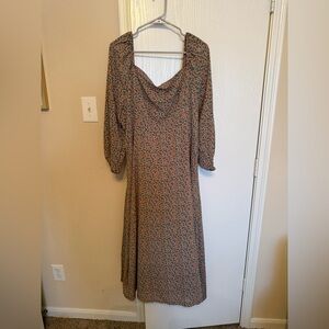 SHEIN Floral Print Dress in Blue and Brown